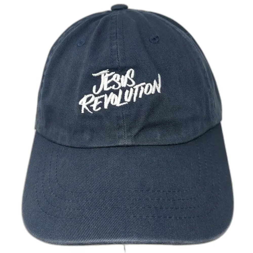 Yupoong Jesus Revolution Baseball Cap Blue One Size Embroidered Slideback Hat